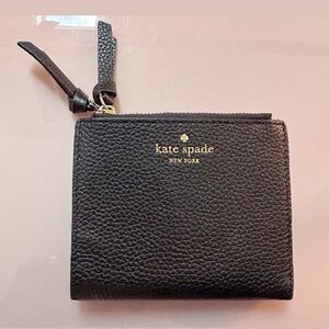Kate Spade Small Black Pebbled Bifold Wallet